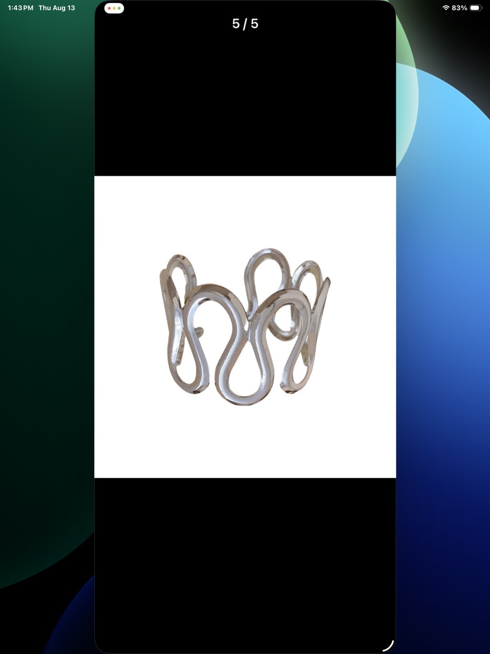 2379- Wave Geometric Spiral Open Cuff Bracelet 925 Sterling Silver Alloy - Picture 2 of 4